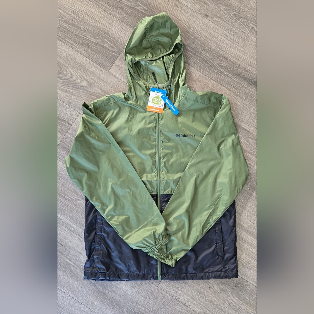 Columbia Omni-Shield Men’s M Green Black Hooded Windbreaker Jacket NWT